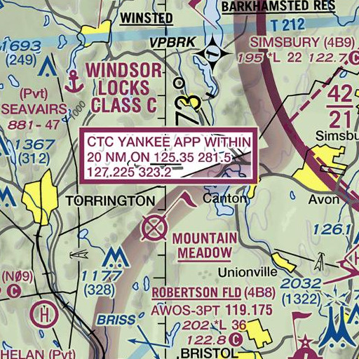 FAA VFR chart of Bee Mountain, CT