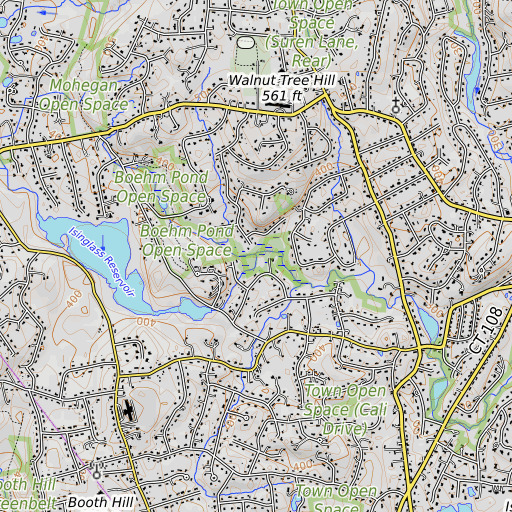 OpenTopoMap map of Boehm Brook, CT