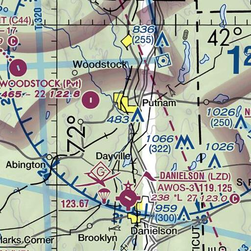 FAA VFR chart of Bowen Hill, CT
