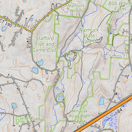 OpenTopoMap map of Brandy Brook, CT