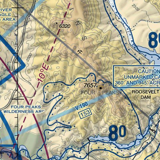 FAA VFR chart of Mud Spring Trailhead, AZ