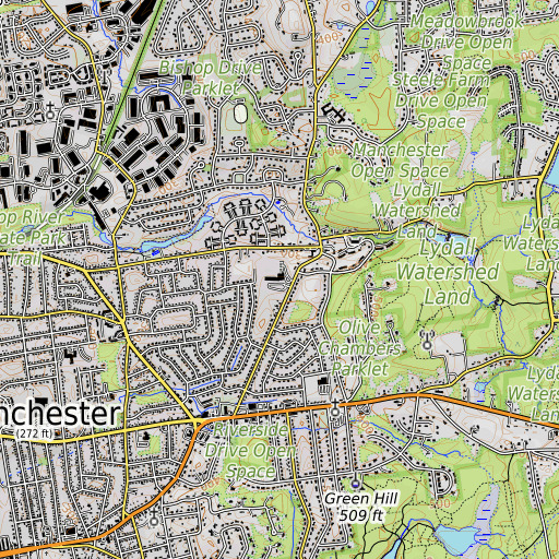 OpenTopoMap map of Buckley Elementary School, CT