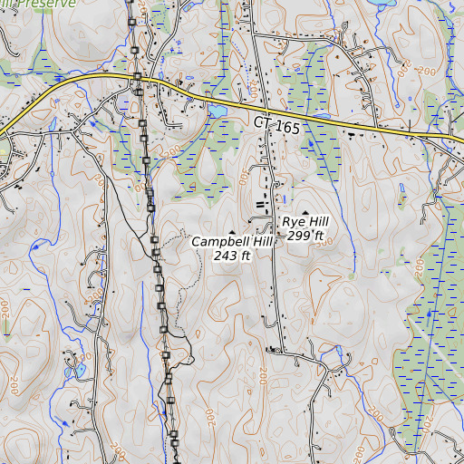 OpenTopoMap map of Campbell Hill, CT