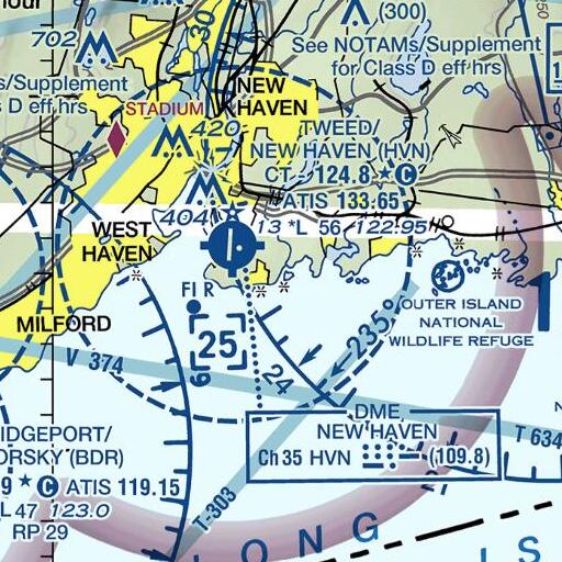 FAA VFR chart of Darrow Rocks, CT