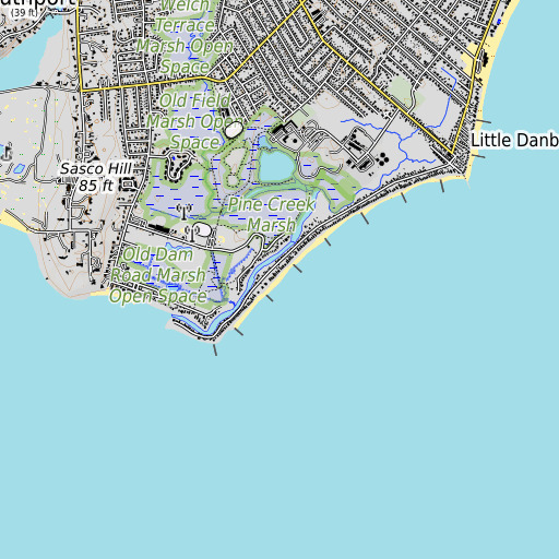 OpenTopoMap map of Fairfield Beach, CT