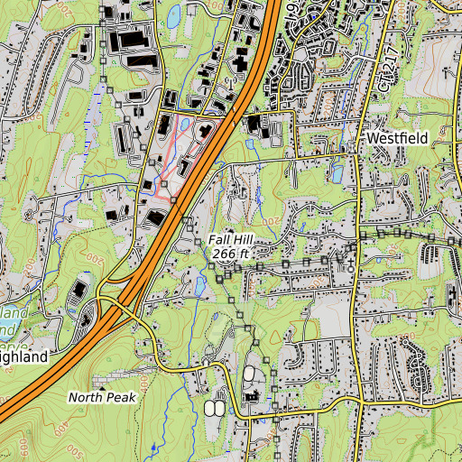 OpenTopoMap map of Fall Hill, CT
