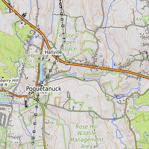 OpenTopoMap map of Gates Pond, CT