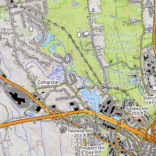 OpenTopoMap map of Green Swamp Brook, CT