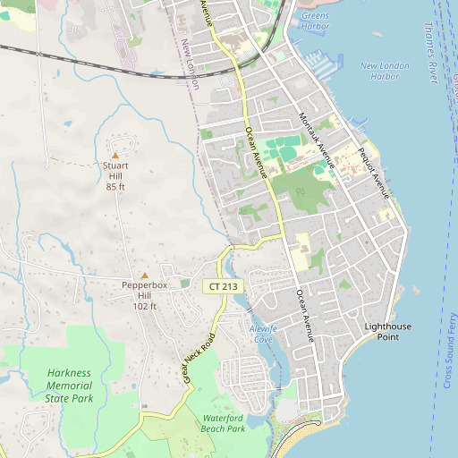 OpenStreetMap map of Hammond Pond, CT