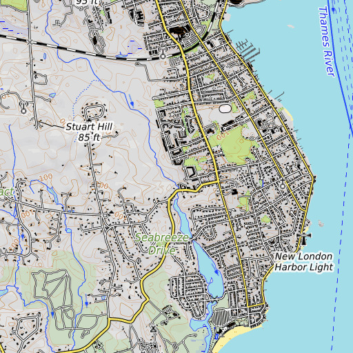 OpenTopoMap map of Hammond Pond, CT