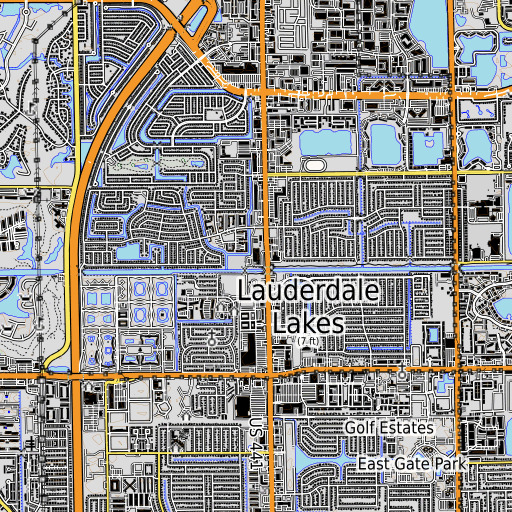 OpenTopoMap map of Park Lakes Elementary School, FL