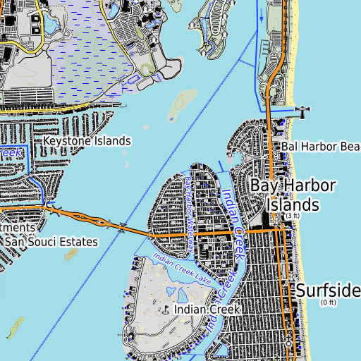 OpenTopoMap map of Blue Lake Point Head Start, FL