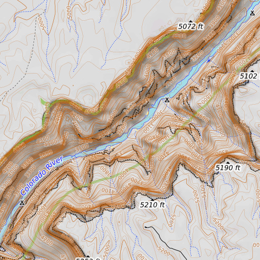 OpenTopoMap map of Hansbrough-Richards Rapid, AZ