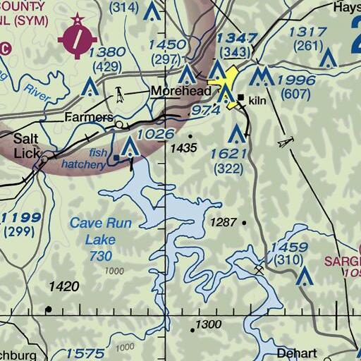 FAA VFR chart of Utterback Cemetery, KY