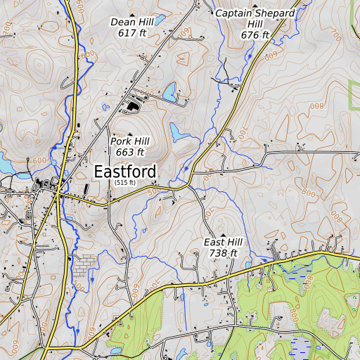 OpenTopoMap map of Indian Hut Brook, CT