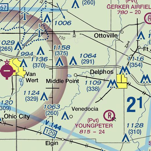 FAA VFR chart of Middle Point Post Office, OH