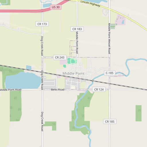 OpenStreetMap map of Middle Point Post Office, OH