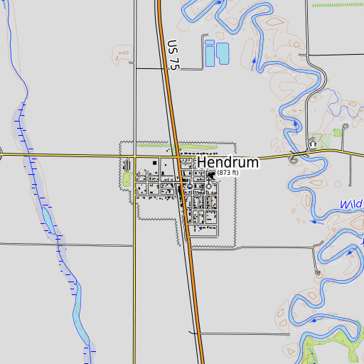 OpenTopoMap map of Hendrum Post Office, MN