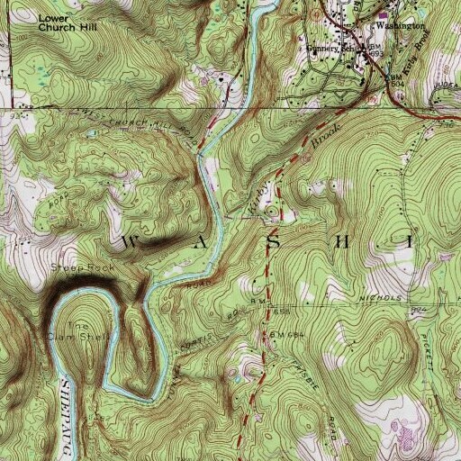 USGS 24K topo map of Kirby Brook, CT