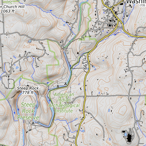OpenTopoMap map of Kirby Brook, CT