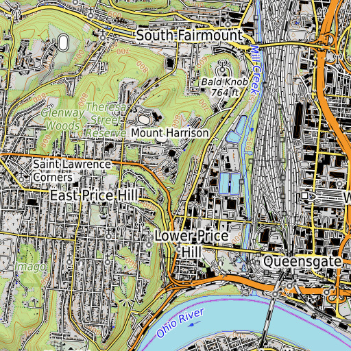 OpenTopoMap map of Restoration Hall, OH