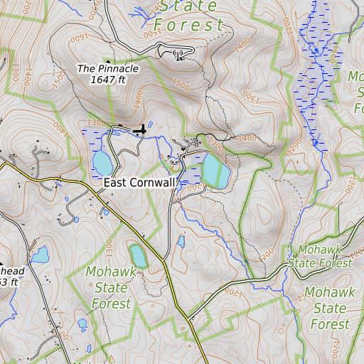 OpenTopoMap map of Mohawk State Park, CT