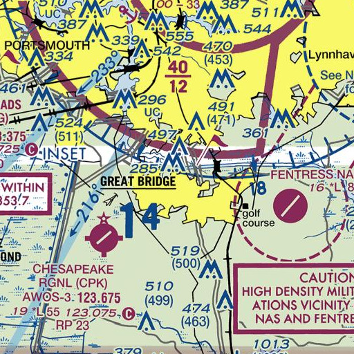 FAA VFR chart of Chesapeake Public Library, VA
