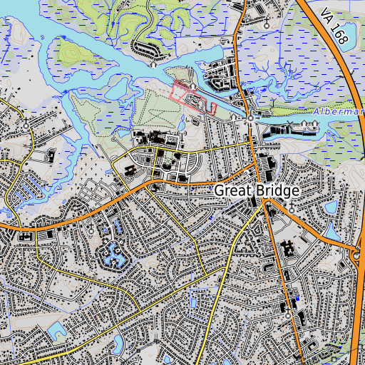 OpenTopoMap map of Chesapeake Public Library, VA