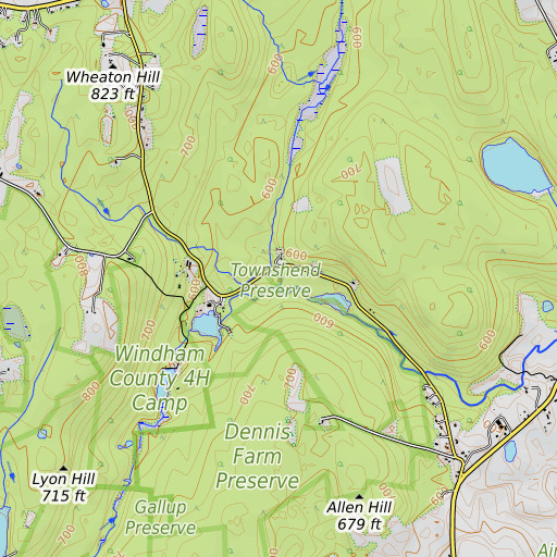 OpenTopoMap map of Nightingale Brook, CT