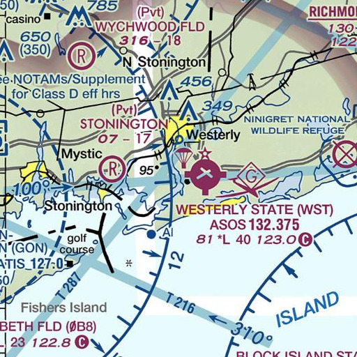 FAA VFR chart of Pawcatuck Rock, CT