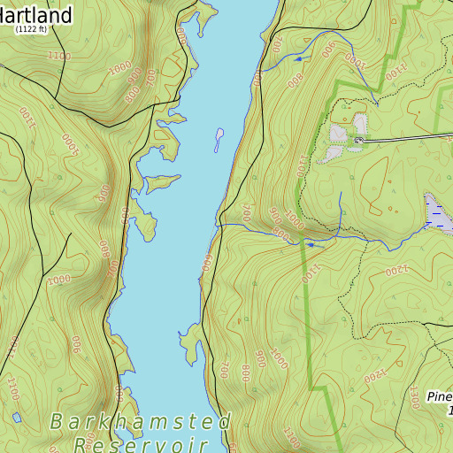 OpenTopoMap map of Roberts Brook, CT