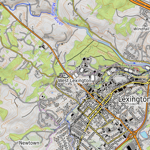 OpenTopoMap map of Liberty Hall Fields, VA
