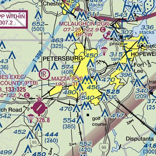 FAA VFR chart of Singleton Hall, VA