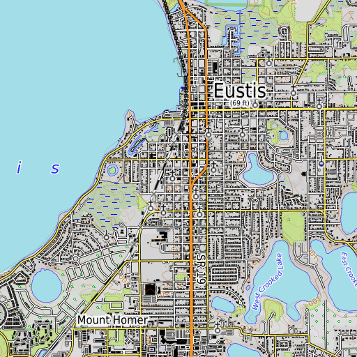 OpenTopoMap map of Eustis Fire Department, FL