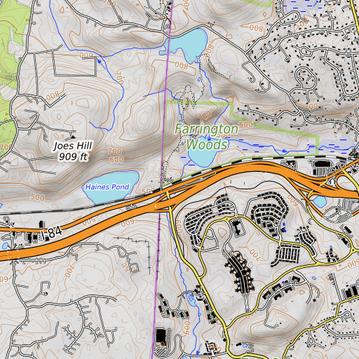 OpenTopoMap map of Sawmill River, CT