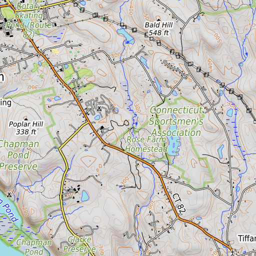 OpenTopoMap map of Second Cemetery, CT