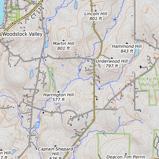 OpenTopoMap map of Skinner Brook, CT
