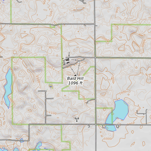 OpenTopoMap map of Bald Hill, MI