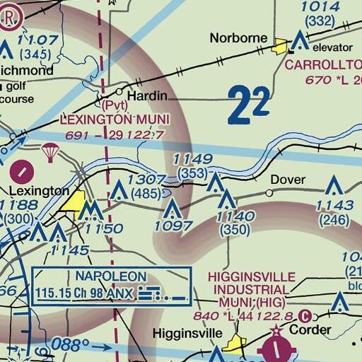 FAA VFR chart of Sheep Nose Bend, MO