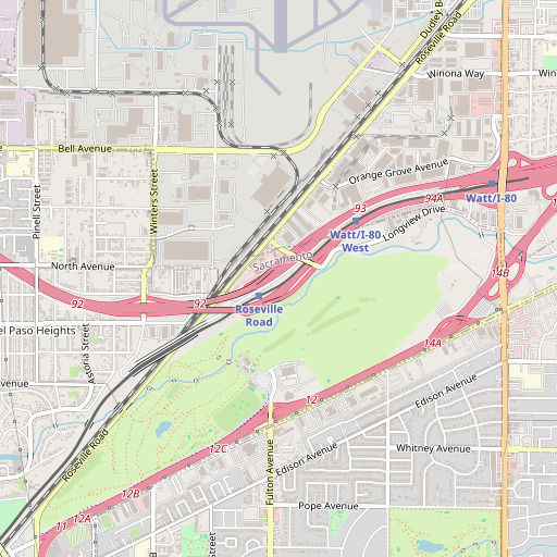 OpenStreetMap map of Exit 93, CA