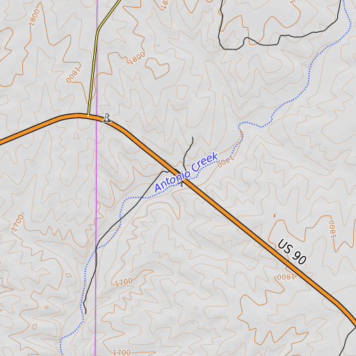 OpenTopoMap map of Owen Ranch, TX