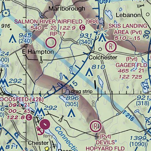 FAA VFR chart of Standish Pond, CT