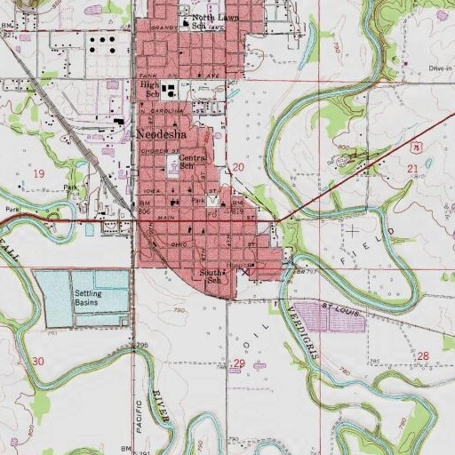 USGS 24K topo map of Neodesha Fire Department, KS