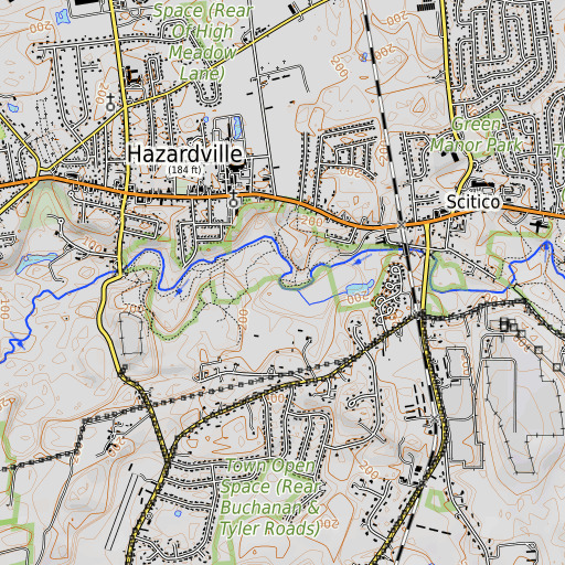 OpenTopoMap map of Stowes Pond, CT