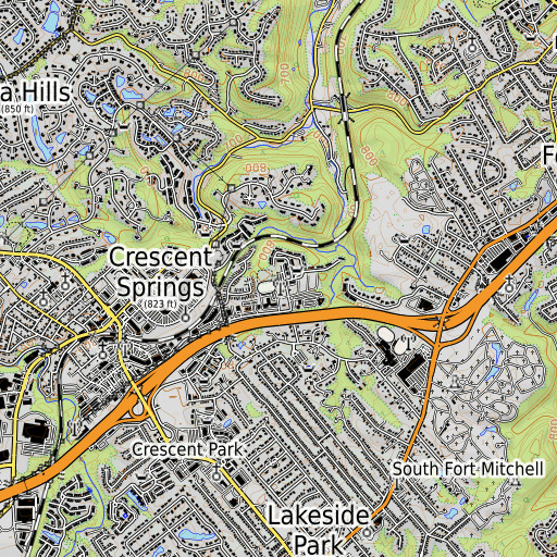 OpenTopoMap map of General Ormsby Mitchell Park, KY