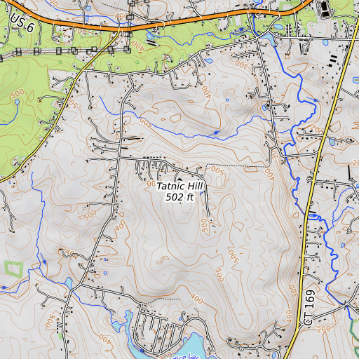 OpenTopoMap map of Tatnic Hill, CT