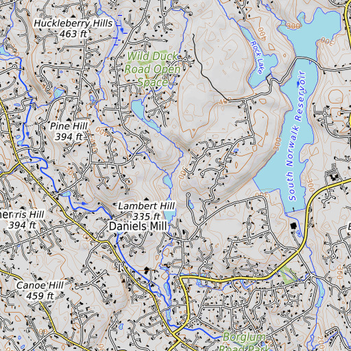 OpenTopoMap map of Thayers Brook, CT