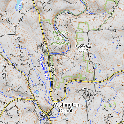 OpenTopoMap map of The Pinnacle, CT