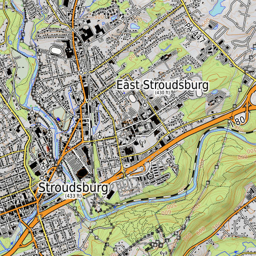 OpenTopoMap map of Computing Center, PA