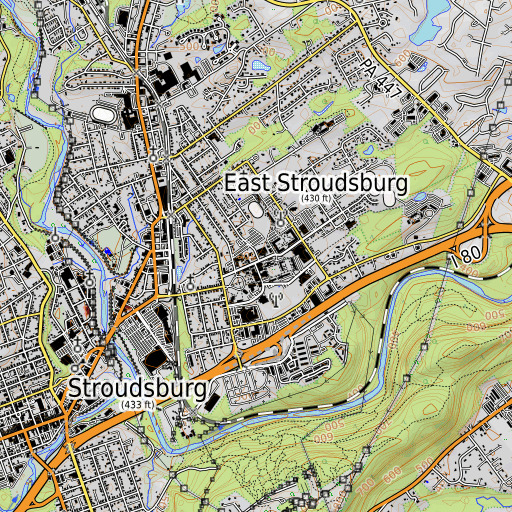 OpenTopoMap map of Dansbury Commons, PA
